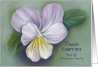Personalized from Name Easter Greetings Viola Flower Pastel Art card