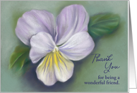 Custom Thank You Friend Viola Flower Pastel Art card