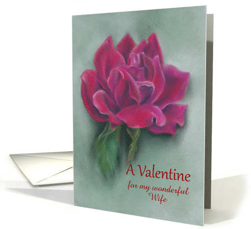 Custom Valentine for Wife Romantic Red Rose Pastel Art card (1549834)