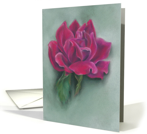 Red Rose in Full Bloom Pastel Art All Occasion Blank card (1549846)