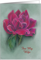 Custom Wedding Anniversary for Wife Red Rose Pastel Art card