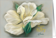Custom Relative Birthday Sister Yellow Rose Blossom Pastel card
