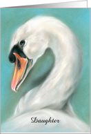 White Swan Pastel Art Custom Relative Birthday Daughter card