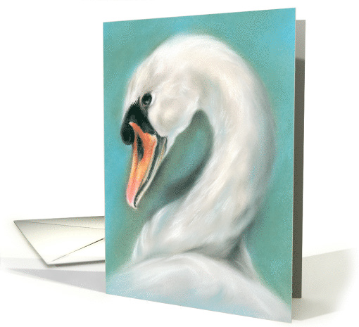 White Swan Pastel Bird Artwork All Occasion Blank card (1551762)