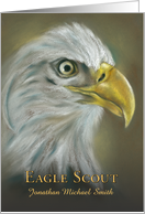 Custom Name Eagle Scout Congratulations Pastel Bird Art card