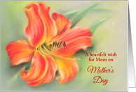 Custom Mothers Day for Mom Orange Daylily Flower Pastel card