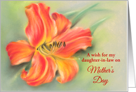 Custom Mothers Day for Daughter in law Orange Daylily Flower Pastel card