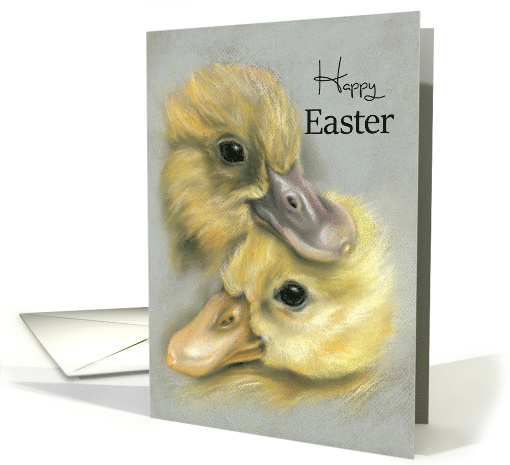 Happy Easter Cute Duckling Pair Pastel Art card (1560638)