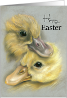 Happy Easter Cute Duckling Pair Pastel Art card