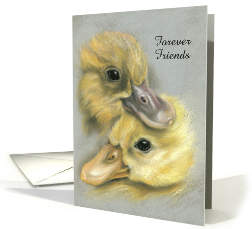 Custom Friends Forever Cute Duckling Pair Pastel Art card (1560642)
