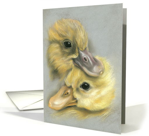 Pair of Cute Ducklings Pastel Art All Occasion Blank card (1560648)