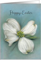 Happy Easter White Dogwood Spring Floral Pastel Artwork card