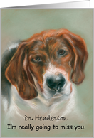 Personalized Goodbye Veterinarian Basset Hound Dog Pastel Art card