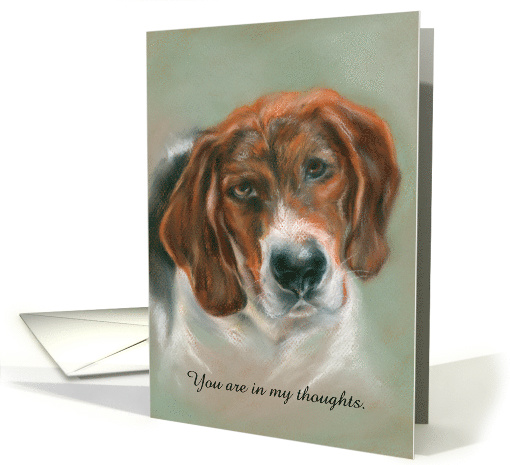 Custom Thinking of You Basset Hound Dog Pastel Art card (1563286)