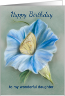 Custom Relative Daughter Blue Morning Glory with Butterfly Pastel card