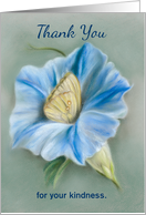 Custom Thank You for Kindness Blue Morning Glory with Butterfly card