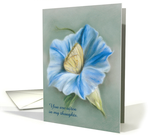 Custom Thinking of You Blue Morning Glory with Butterfly... (1565286)