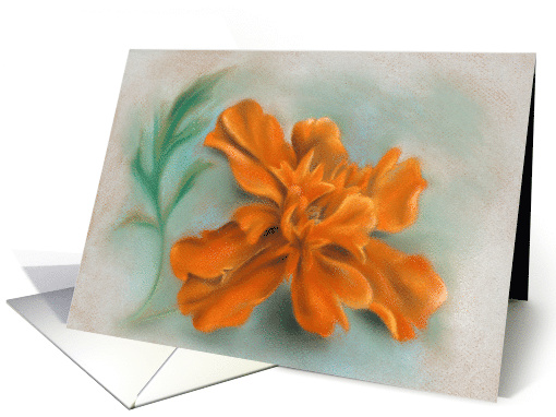 Orange Marigold Pastel Artwork All Occasion Blank card (1566916)