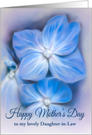 Custom Mothers Day for Daughter in Law Blue Hydrangea Pastel Floral card