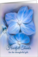 Custom Thank You for Gift Blue Hydrangea Pastel Floral Art card