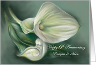 Personalized Names Sixth Anniversary White Calla Lilies Pastel card