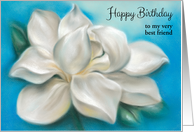 Custom Best Friend Birthday White Magnolia Pastel Art card