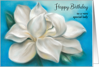 Custom Birthday for Her White Magnolia Pastel Art card