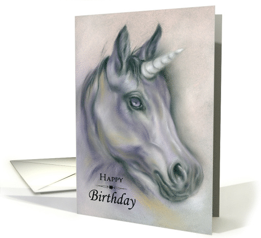 Happy Birthday Unicorn Portrait Pastel Artwork card (1571126)
