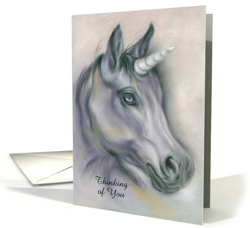 Custom Thinking of You Unicorn Portrait Pastel Artwork card (1571128)