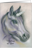 Custom Thinking of You Unicorn Portrait Pastel Artwork card