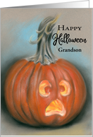 Custom Grandson Relative Halloween Jack O Lantern Pumpkin Pastel card
