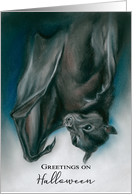 Black Bat with Claw Halloween Greetings Pastel Artwork card