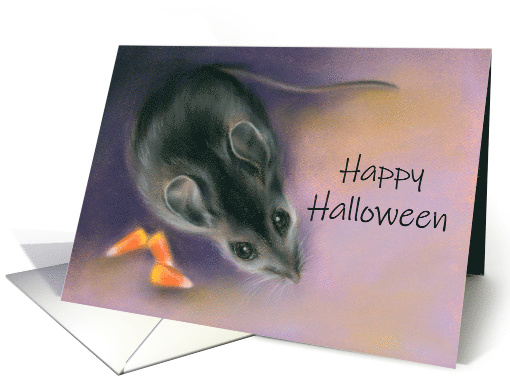 Happy Halloween Mouse with Candy Corn Pastel Artwork card (1573848)