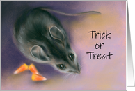 Trick or Treat Mouse with Candy Corn Pastel Artwork card