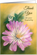 Custom Thank You for Hospitality Pink and White Chrysanthemum Pastel card