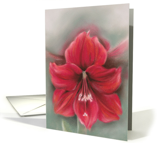 Red Amaryllis Flower Pastel Artwork Any Occasion Blank card (1575836)
