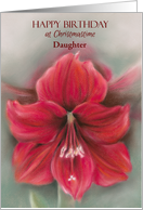 Custom Christmastime Birthday for Relative Daughter Red Amaryllis Art card