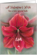 Personalized Valentine Wish for Lady Red Amaryllis Flower Art card