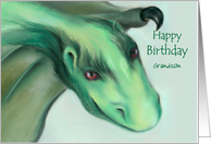 Custom Green Friendly Dragon Birthday for Relative Grandson card