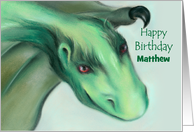 Green Friendly Dragon Birthday Personalized Name M card