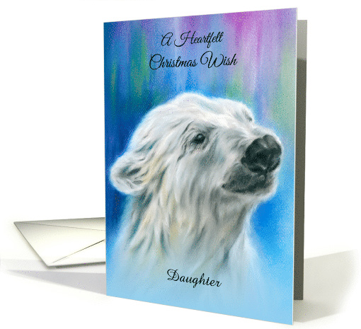 Custom Relative Daughter Christmas Wish Polar Bear Aurora Pastel card