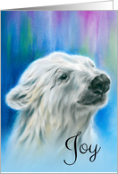 Christmas Joy White Polar Bear Northern Lights Pastel card