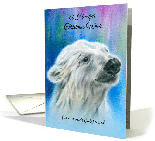 Custom Friend Christmas Wish Polar Bear Aurora Pastel card (1578992)