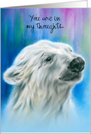 Custom Thinking of You Polar Bear Aurora Pastel Art card