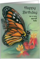 Custom Birthday Monarch Butterfly with Milkweed for Her card