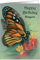 Personalized Name Birthday Monarch Butterfly with Milkweed Pastel M card