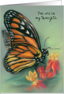 Custom Monarch Butterfly with Milkweed Flowers Thinking of You card