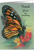 Custom Thank You Monarch Butterfly with Milkweed Flowers Pastel Art card