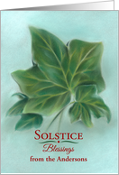 Custom Solstice Blessings Green Ivy Leaves Pastel Art card