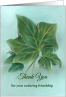 Custom Thank You for Friendship Green Ivy Leaves Pastel Art card